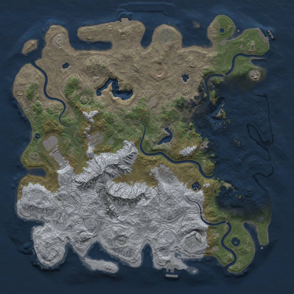 Rust Map: Procedural Map, Size: 5000, Seed: 9919313, 16 Monuments