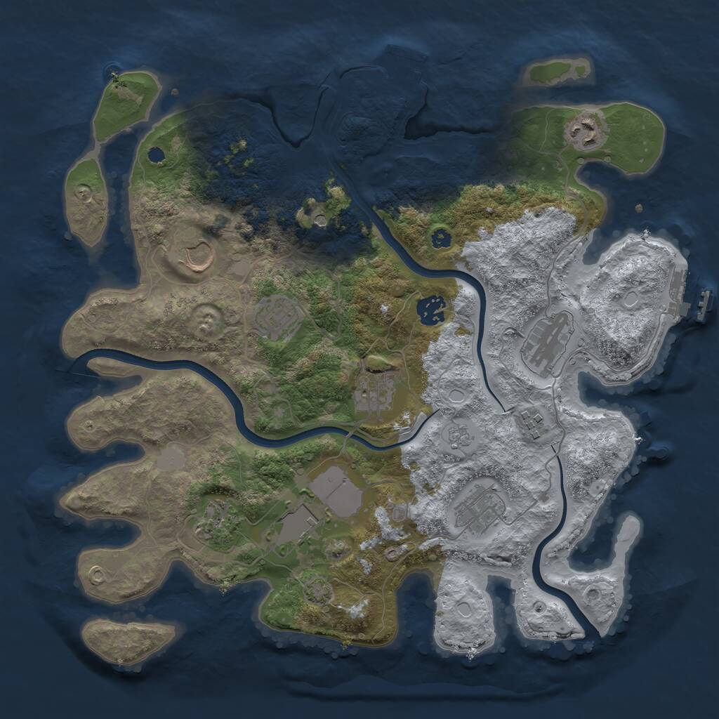 Rust Map: Procedural Map, Size: 3600, Seed: 172, 16 Monuments