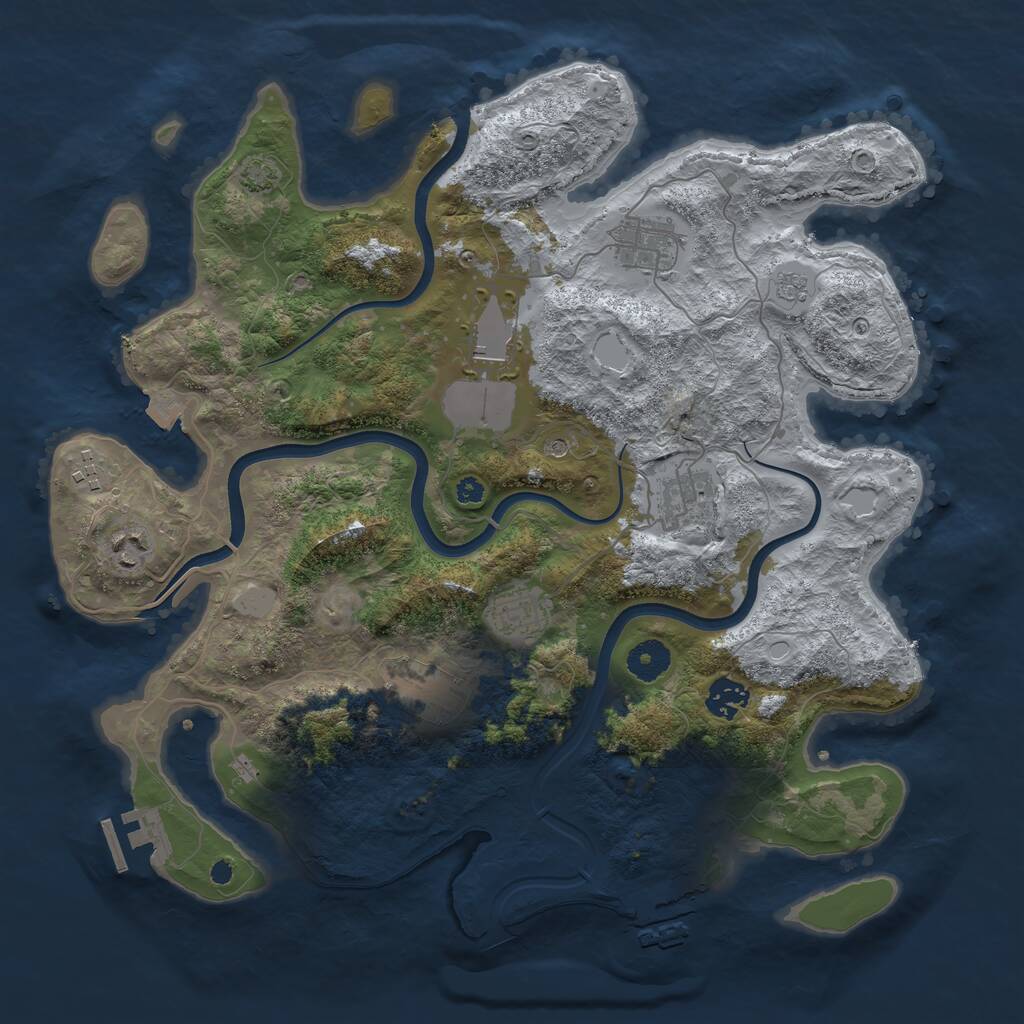 Rust Map: Procedural Map, Size: 3750, Seed: 1244173, 14 Monuments