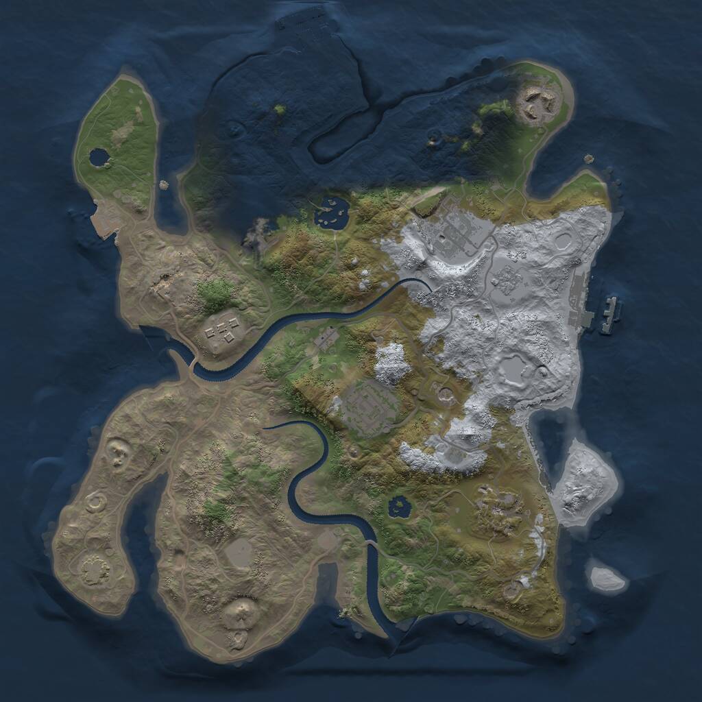 Rust Map: Procedural Map, Size: 3000, Seed: 1117703964, 13 Monuments