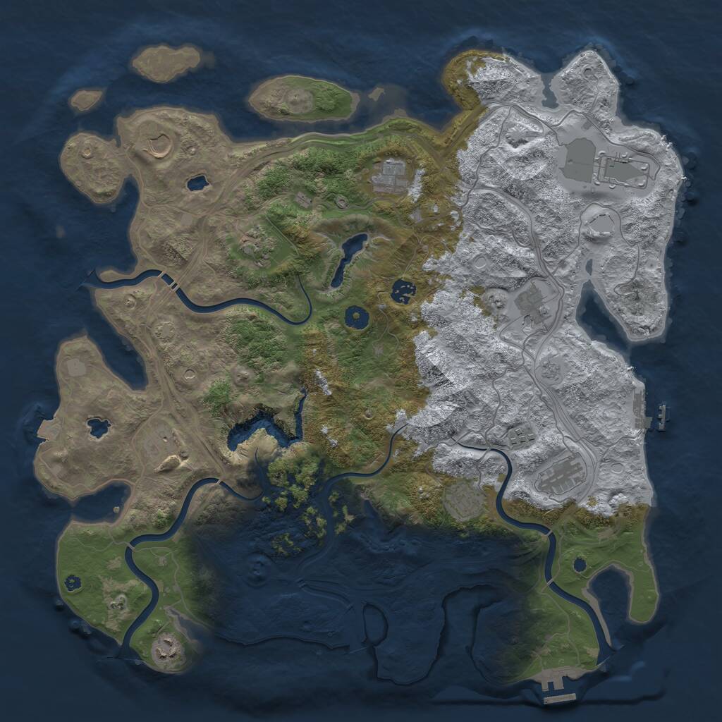 Rust Map: Procedural Map, Size: 4500, Seed: 2363027, 17 Monuments
