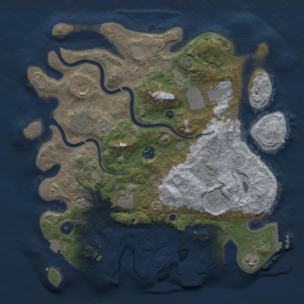Rust Map: Procedural Map, Size: 3650, Seed: 745412984, 14 Monuments