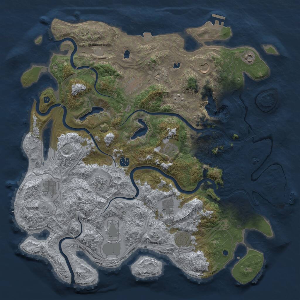 Rust Map: Procedural Map, Size: 4500, Seed: 1496770060, 17 Monuments