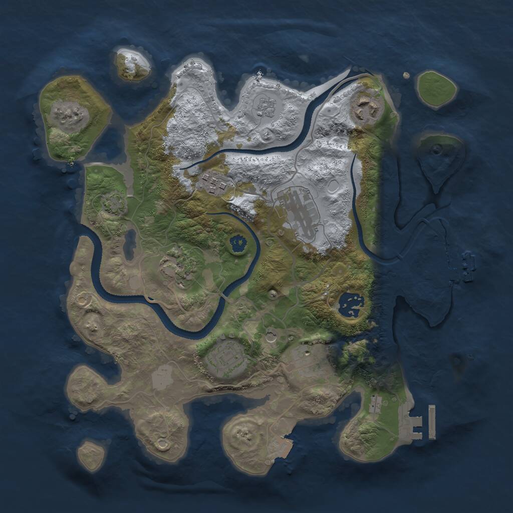 Rust Map: Procedural Map, Size: 3000, Seed: 17129, 13 Monuments
