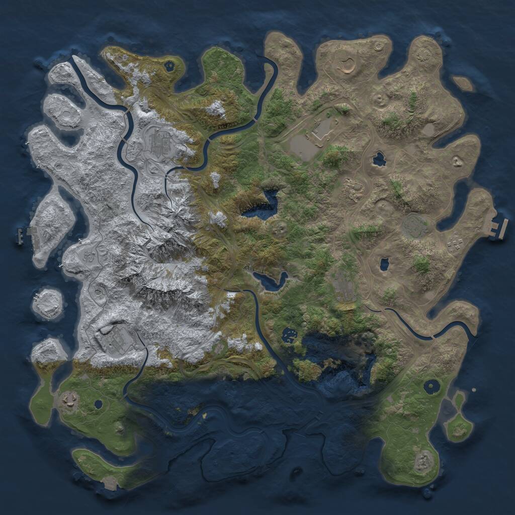 Rust Map: Procedural Map, Size: 5000, Seed: 11763, 16 Monuments