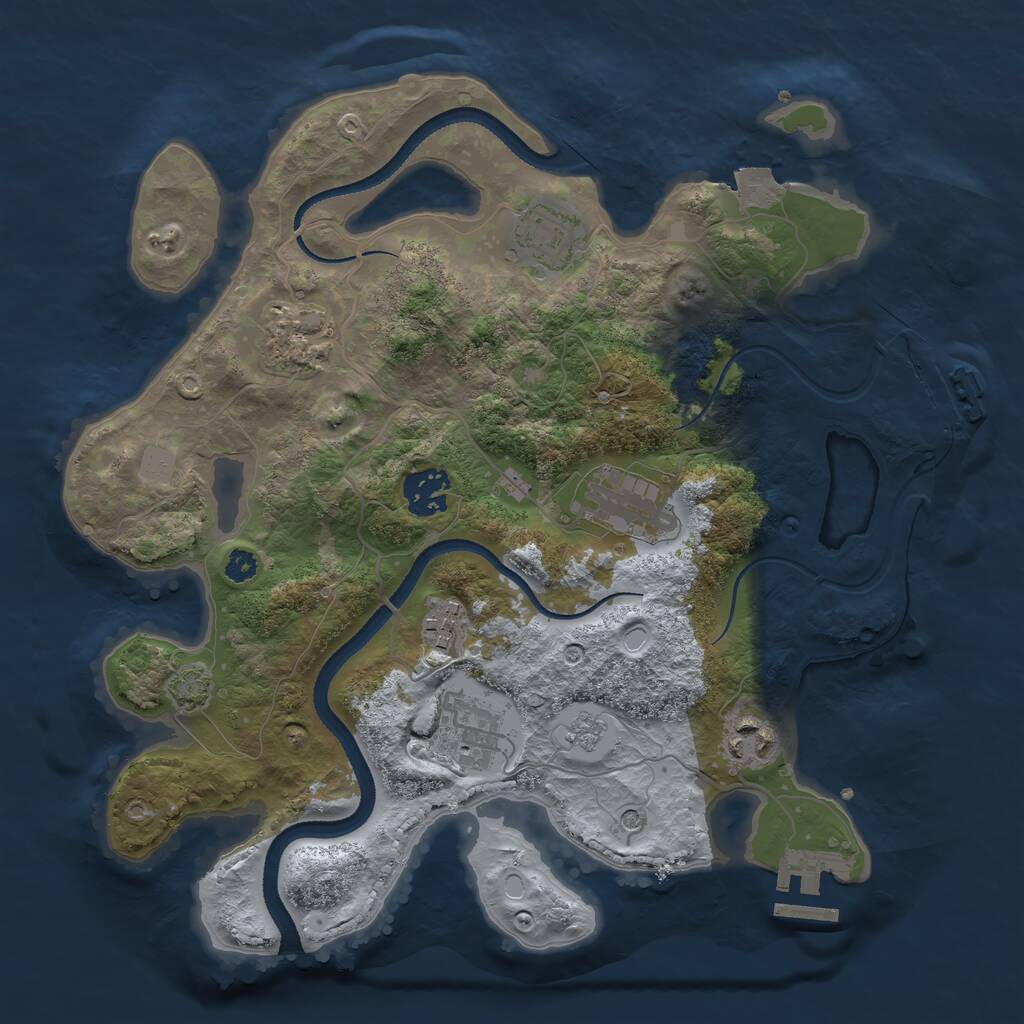 Rust Map: Procedural Map, Size: 3200, Seed: 1655254215, 13 Monuments