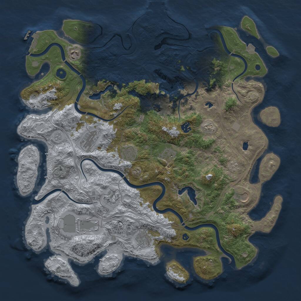 Rust Map: Procedural Map, Size: 4500, Seed: 32464321, 16 Monuments