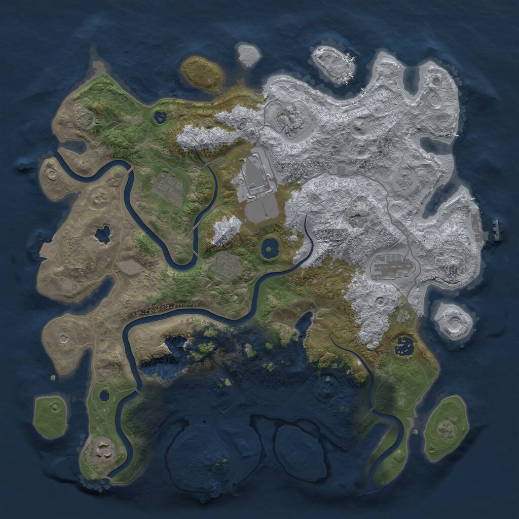 Rust Map: Procedural Map, Size: 4000, Seed: 6468, 13 Monuments