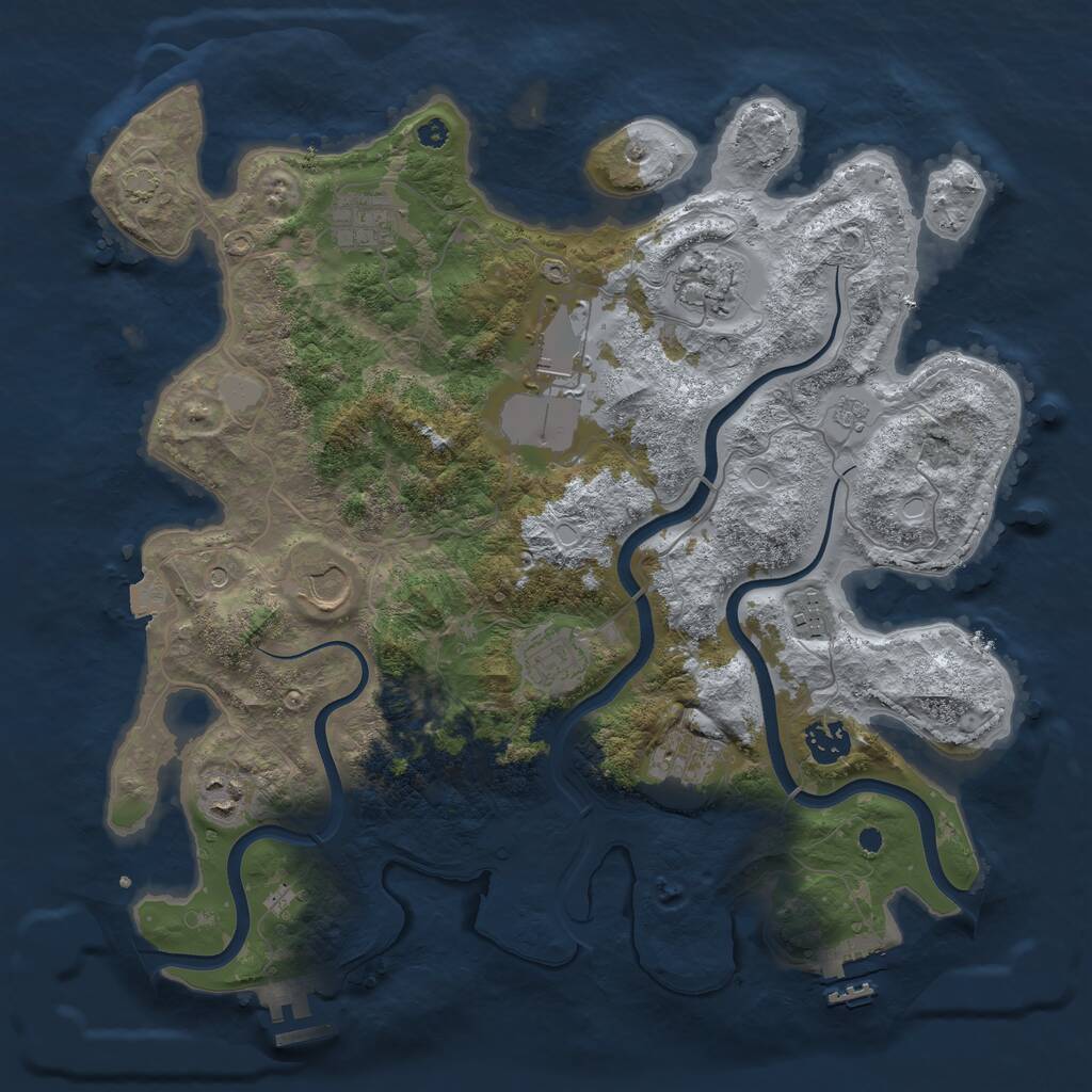 Rust Map: Procedural Map, Size: 3700, Seed: 1239039350, 15 Monuments