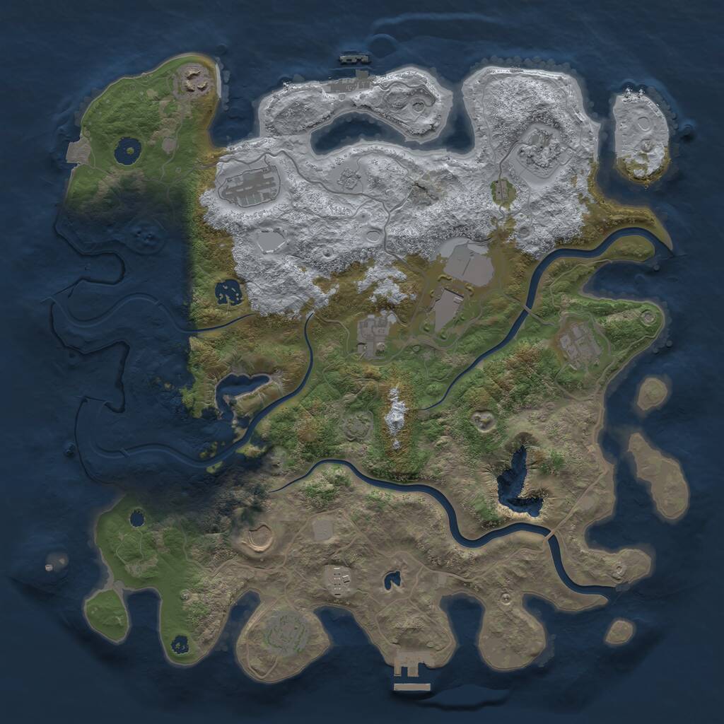 Rust Map: Procedural Map, Size: 4000, Seed: 20242025, 16 Monuments
