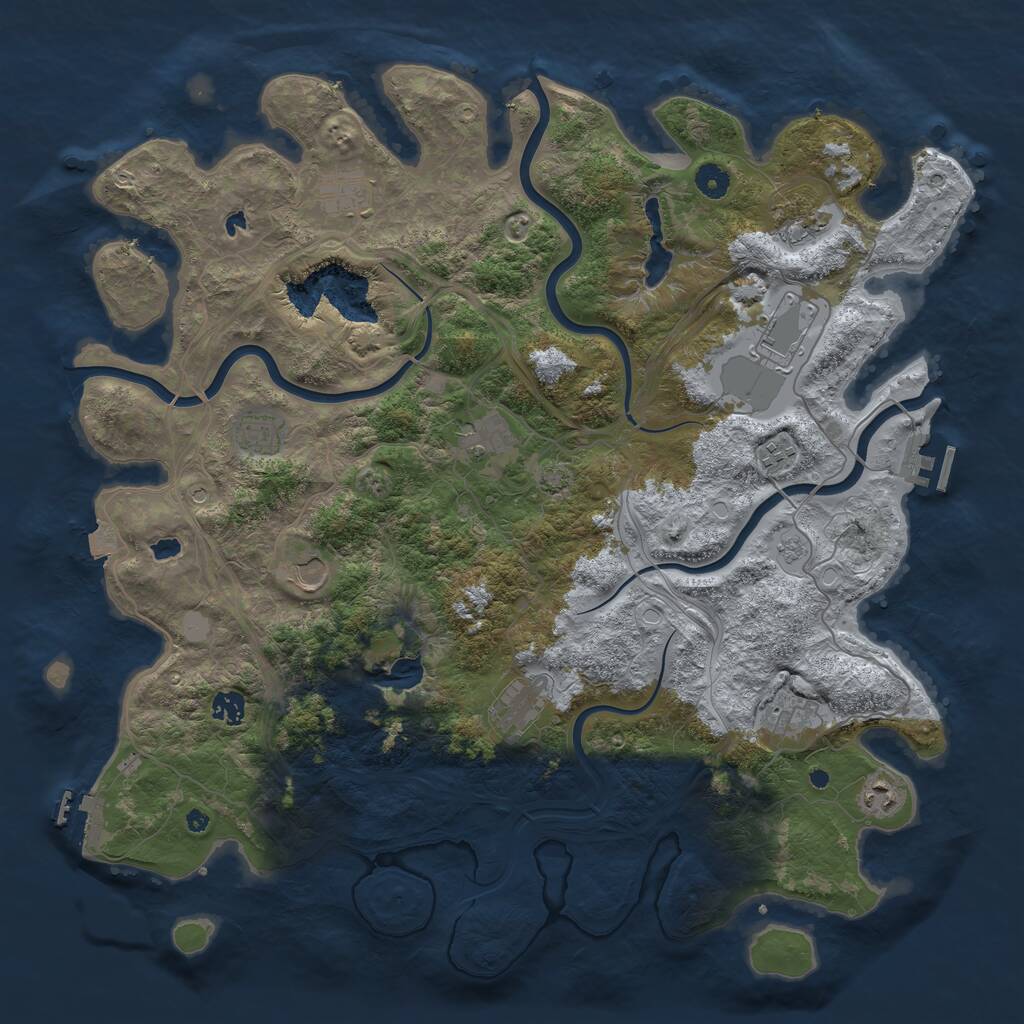 Rust Map: Procedural Map, Size: 4500, Seed: 631793719, 17 Monuments
