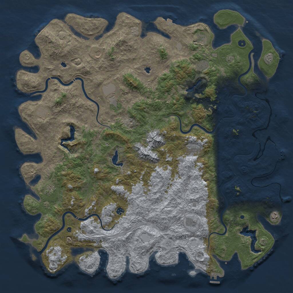 Rust Map: Procedural Map, Size: 6000, Seed: 24523473, 17 Monuments