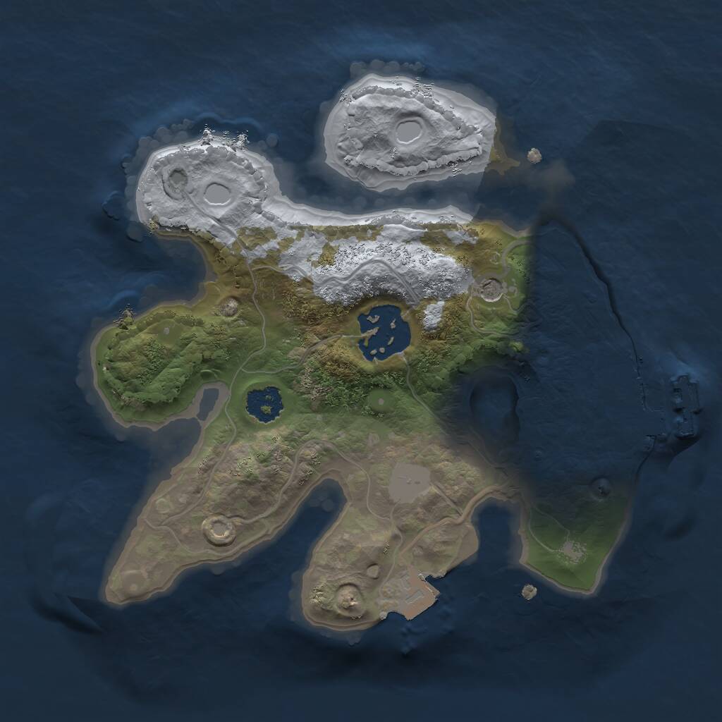 Rust Map: Procedural Map, Size: 2000, Seed: 38290, 4 Monuments