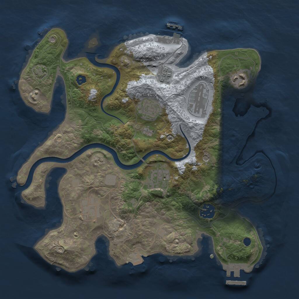 Rust Map: Procedural Map, Size: 3000, Seed: 1050416427, 12 Monuments