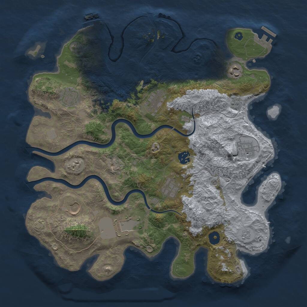 Rust Map: Procedural Map, Size: 3750, Seed: 1732873410, 15 Monuments