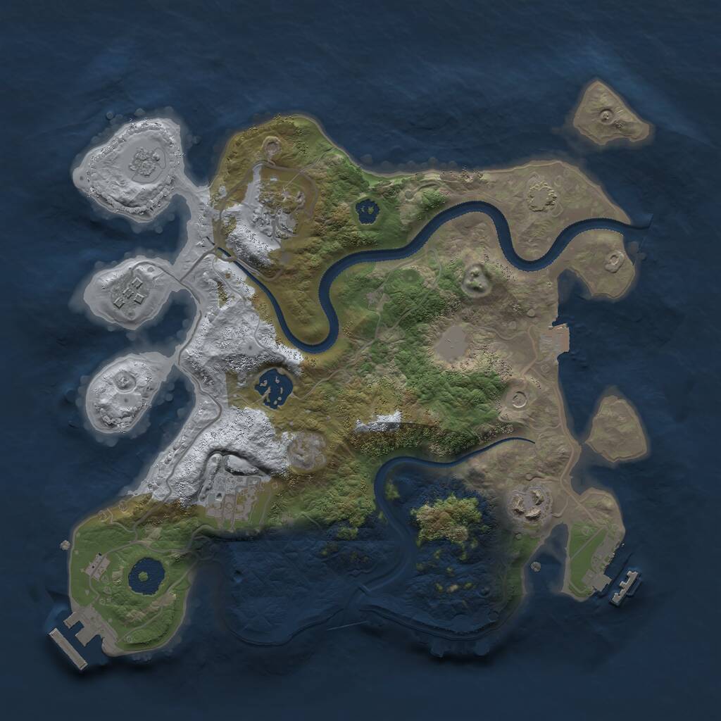 Rust Map: Procedural Map, Size: 3000, Seed: 66606, 11 Monuments