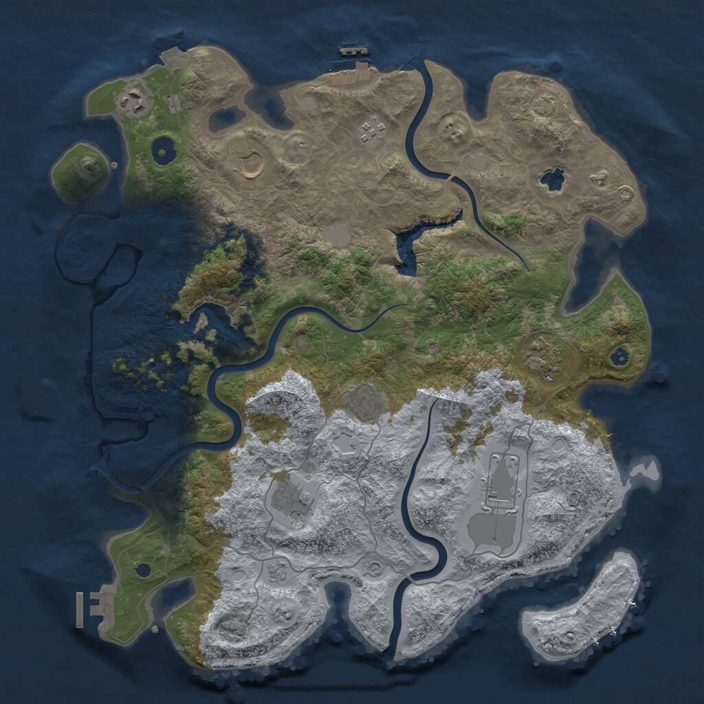 Rust Map: Procedural Map, Size: 4000, Seed: 66607, 13 Monuments