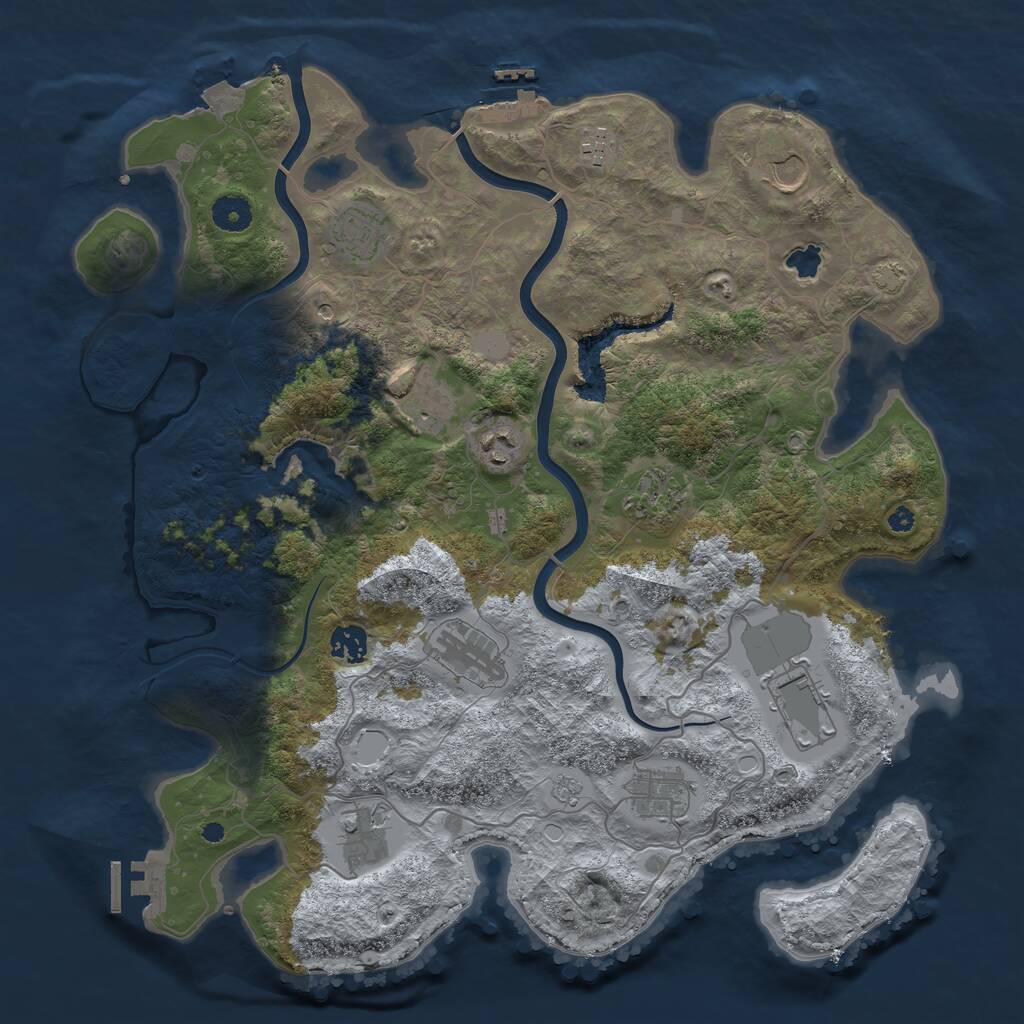 Rust Map: Procedural Map, Size: 4000, Seed: 66607, 17 Monuments