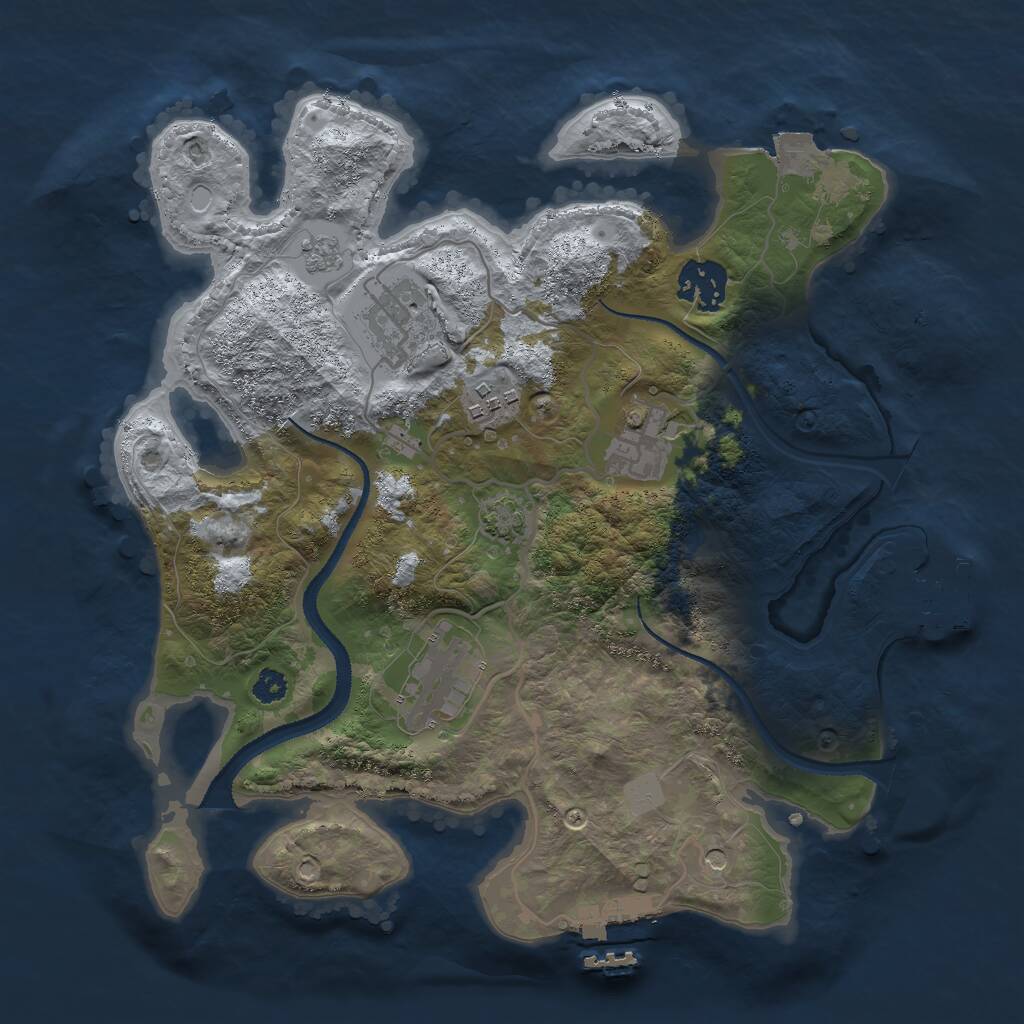 Rust Map: Procedural Map, Size: 3000, Seed: 321526, 11 Monuments