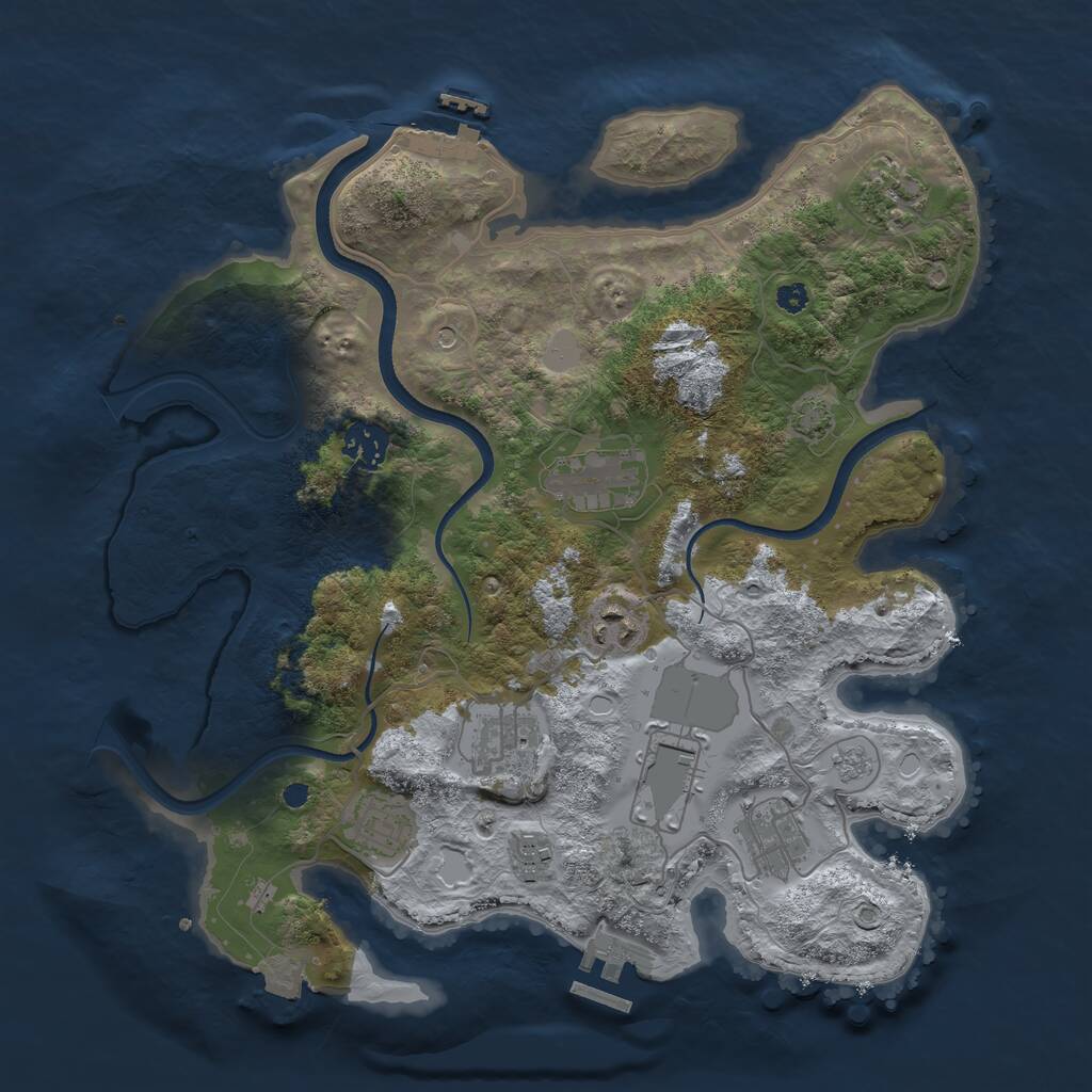 Rust Map: Procedural Map, Size: 3500, Seed: 493881511, 15 Monuments