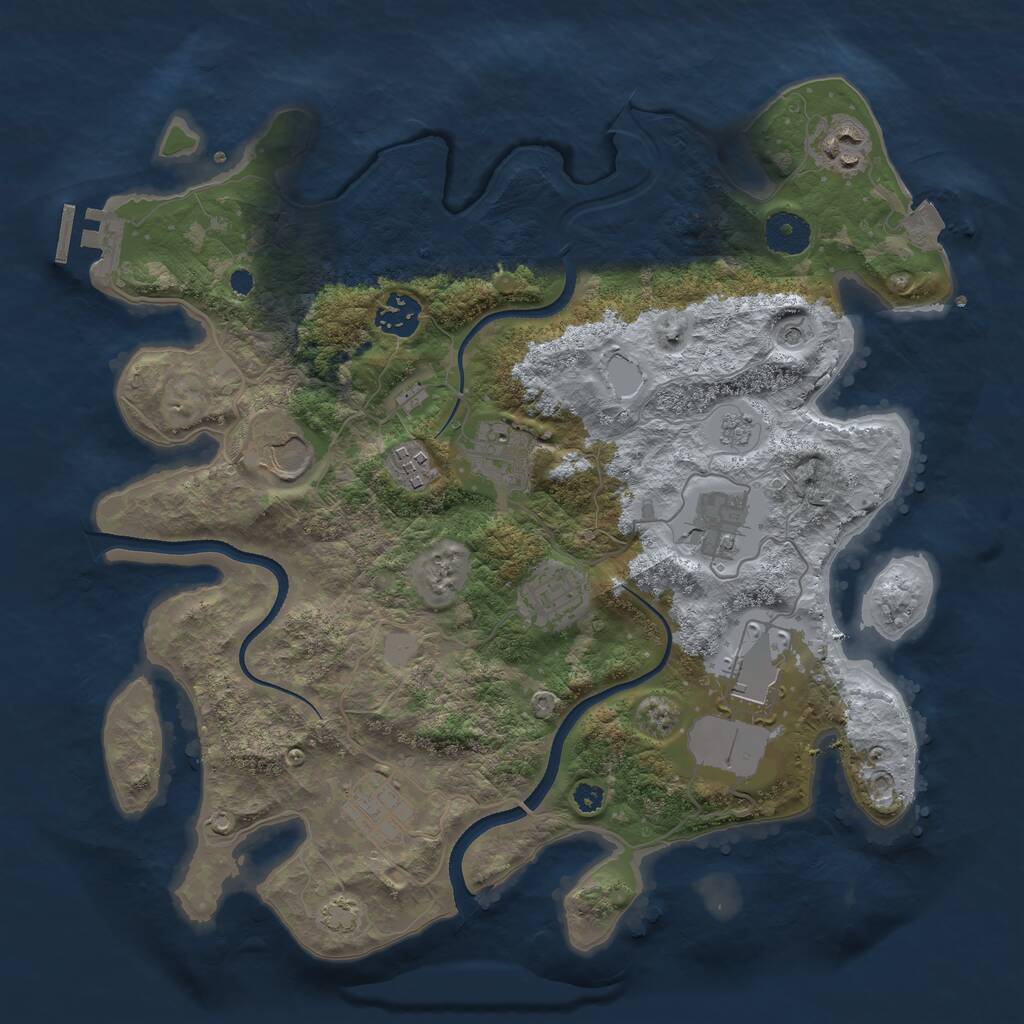 Rust Map: Procedural Map, Size: 3500, Seed: 424242, 14 Monuments