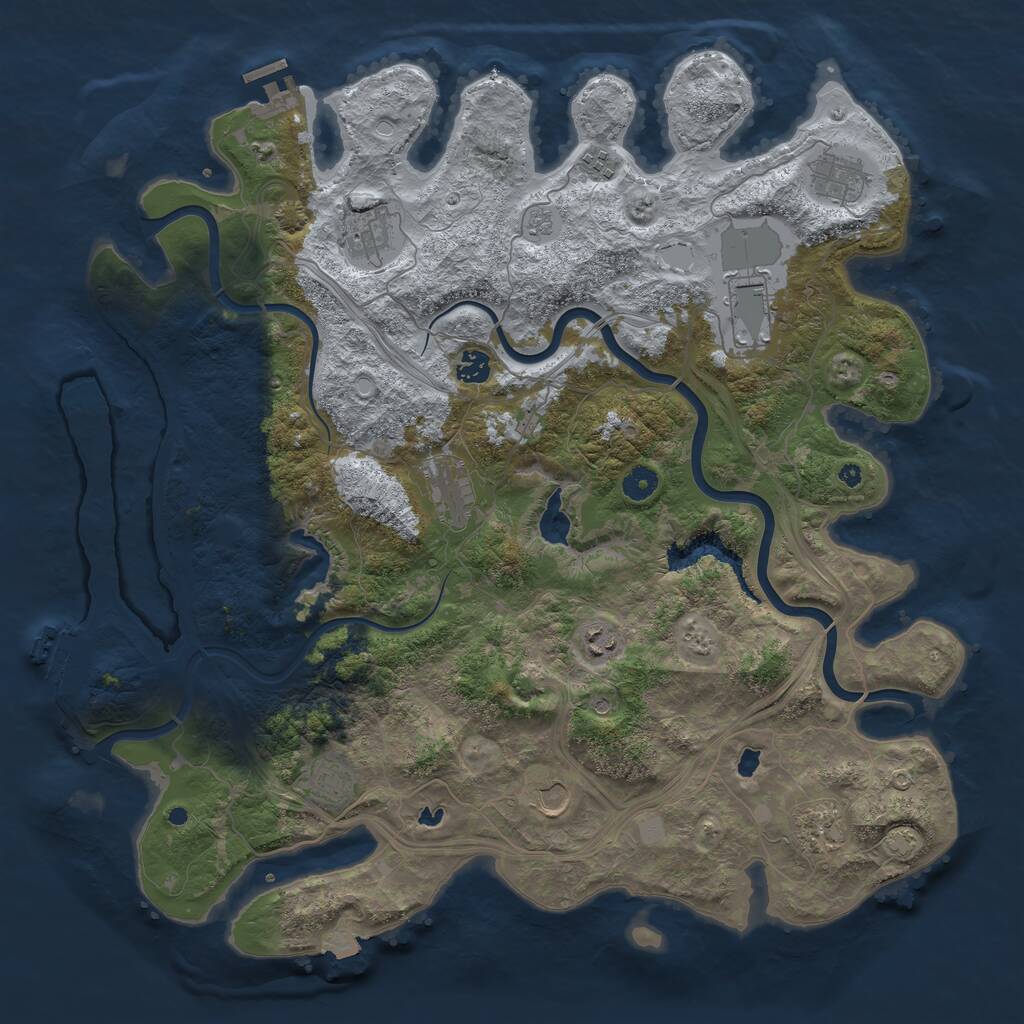 Rust Map: Procedural Map, Size: 4500, Seed: 1993322664, 16 Monuments