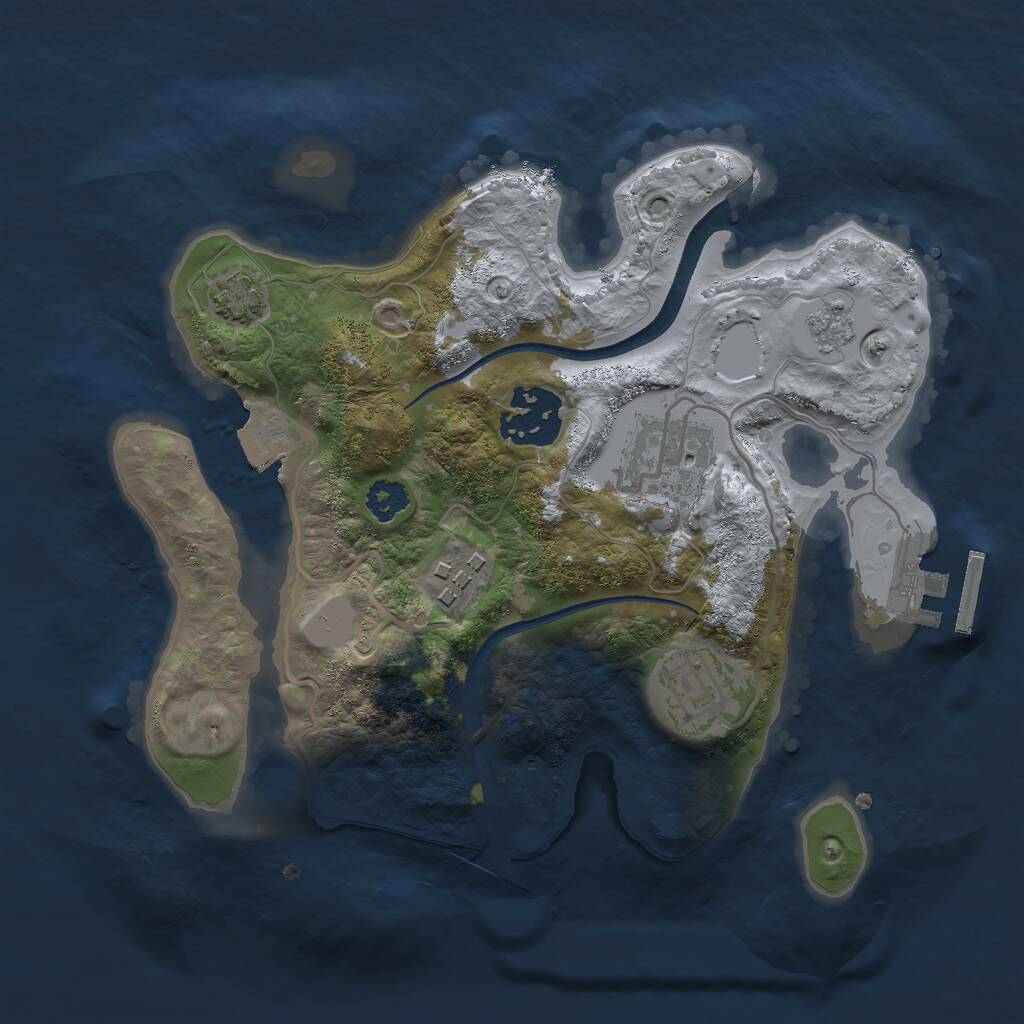 Rust Map: Procedural Map, Size: 2500, Seed: 50222, 8 Monuments