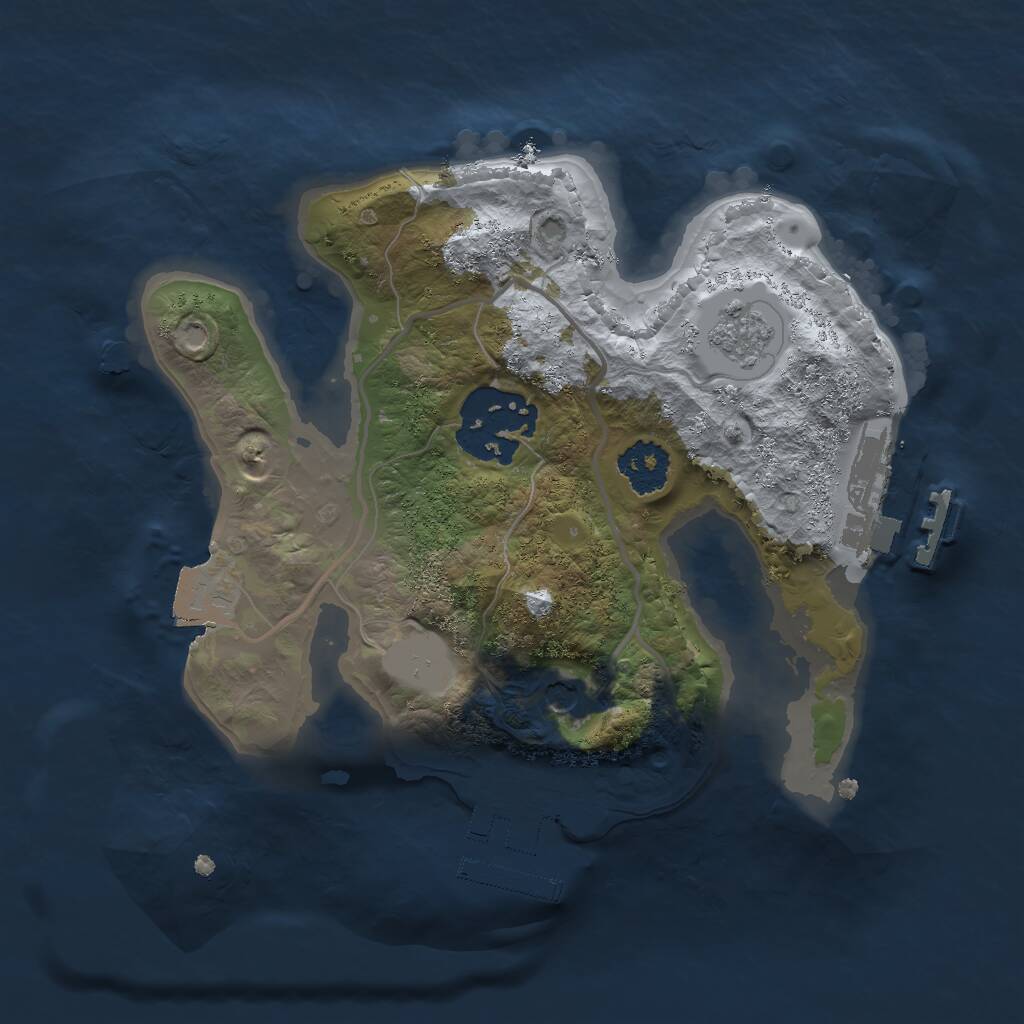 Rust Map: Procedural Map, Size: 2000, Seed: 50222, 6 Monuments