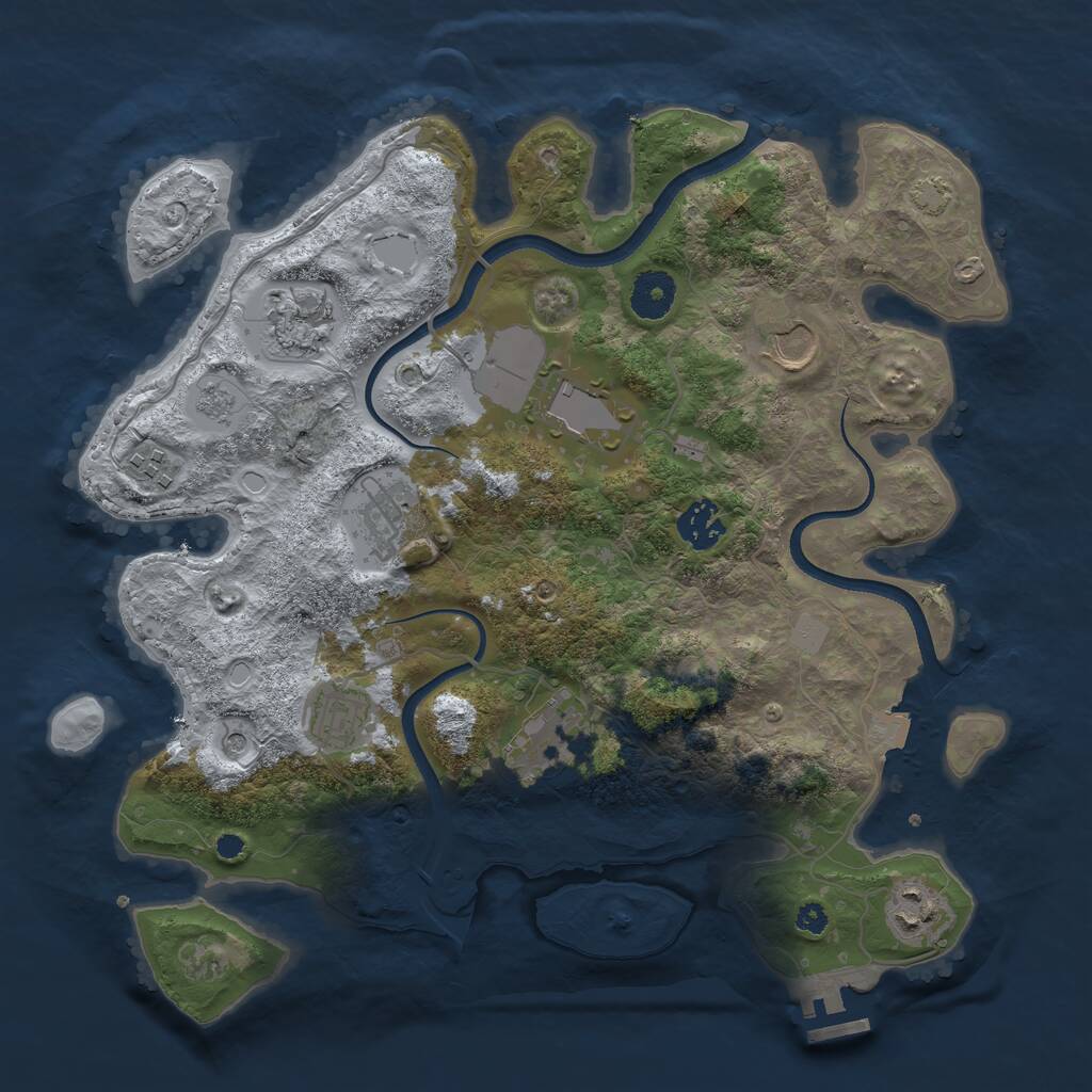 Rust Map: Procedural Map, Size: 3500, Seed: 1760547083, 14 Monuments