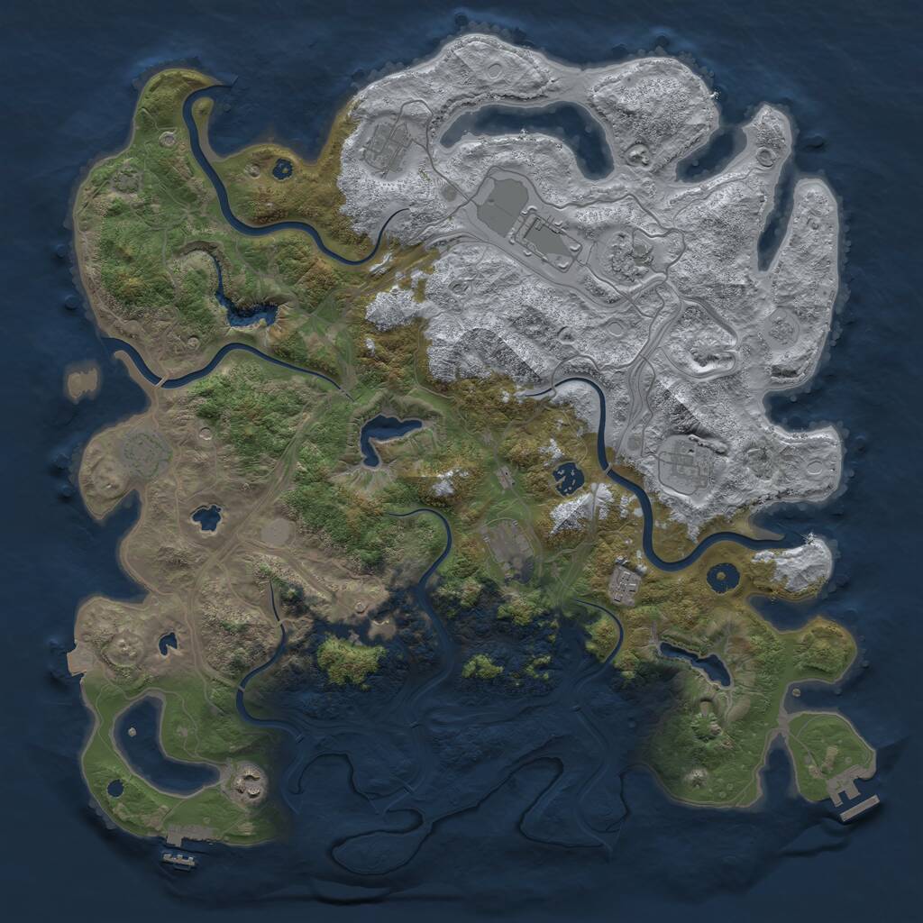 Rust Map: Procedural Map, Size: 4500, Seed: 572282434, 16 Monuments