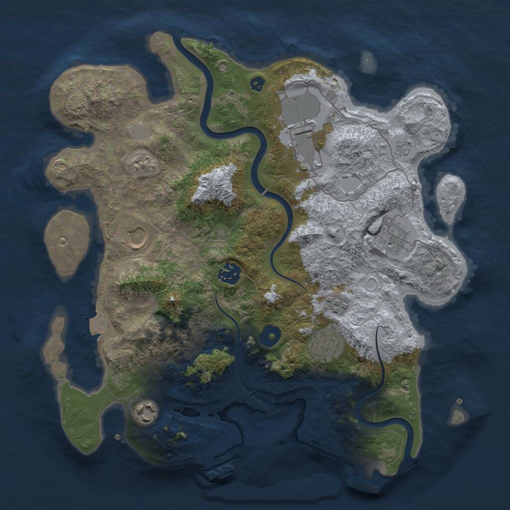 Rust Map: Procedural Map, Size: 3500, Seed: 2106395266, 13 Monuments