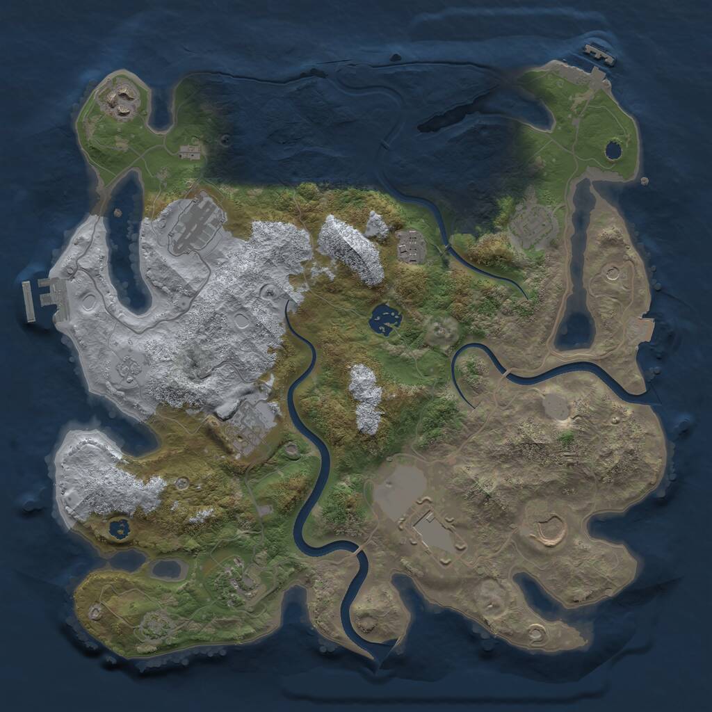 Rust Map: Procedural Map, Size: 3500, Seed: 488858194, 15 Monuments