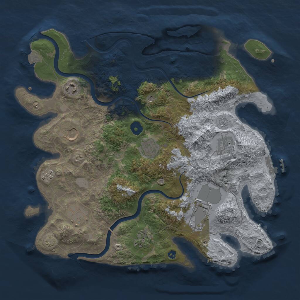 Rust Map: Procedural Map, Size: 3550, Seed: 17575338, 13 Monuments