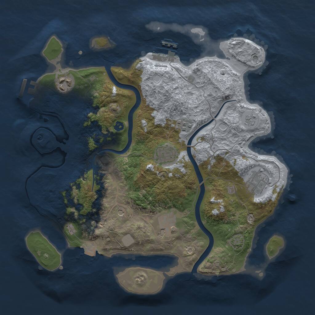 Rust Map: Procedural Map, Size: 3200, Seed: 853844205, 11 Monuments