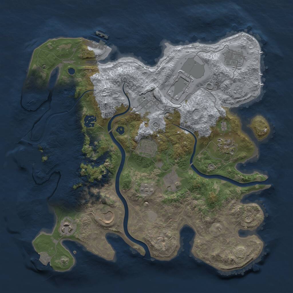 Rust Map: Procedural Map, Size: 3500, Seed: 1537997350, 16 Monuments