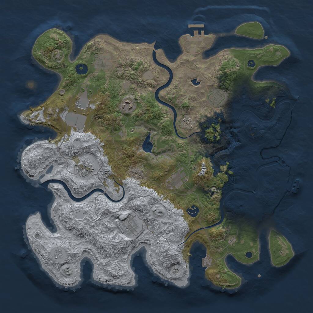 Rust Map: Procedural Map, Size: 4000, Seed: 1251744427, 15 Monuments