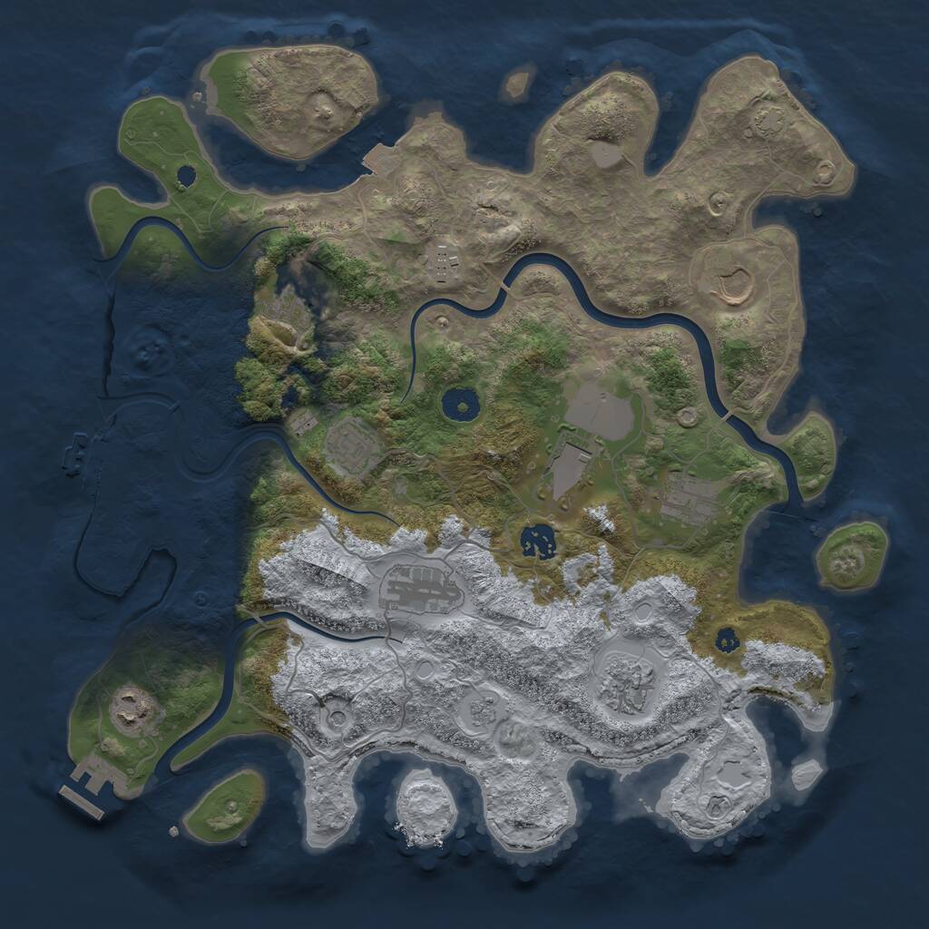 Rust Map: Procedural Map, Size: 3800, Seed: 70051, 16 Monuments