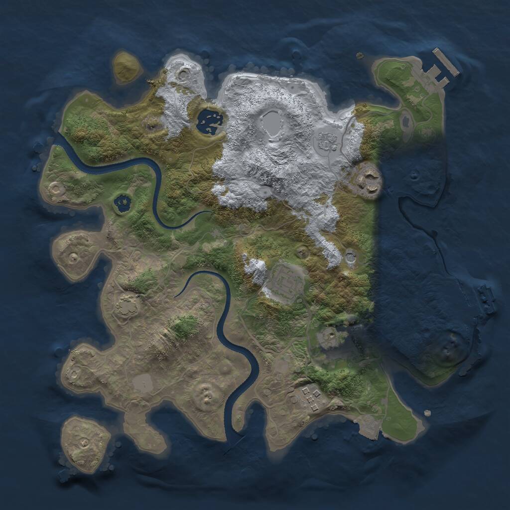Rust Map: Procedural Map, Size: 3000, Seed: 87657, 11 Monuments