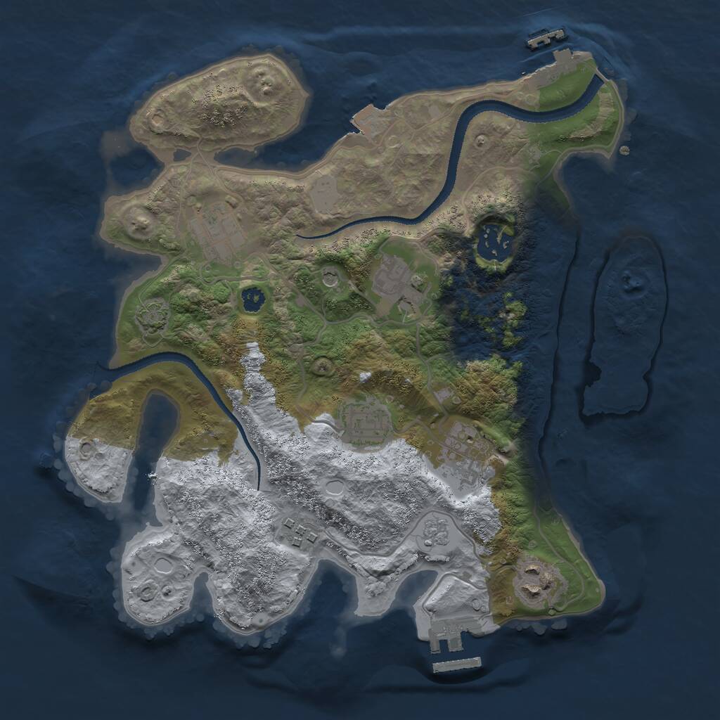 Rust Map: Procedural Map, Size: 3000, Seed: 55514, 13 Monuments