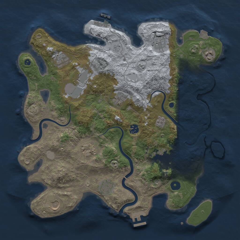 Rust Map: Procedural Map, Size: 3800, Seed: 2097808898, 17 Monuments