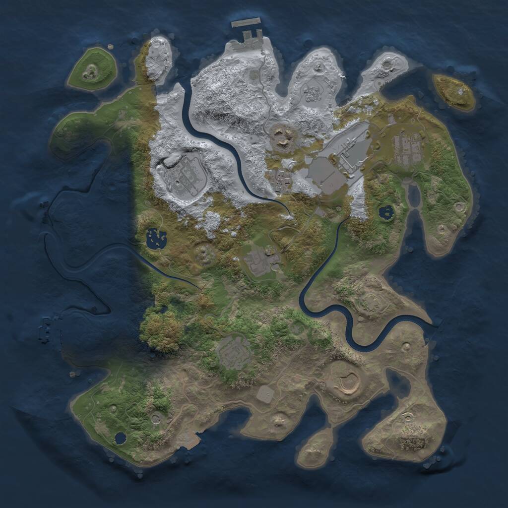 Rust Map: Procedural Map, Size: 3500, Seed: 87651, 15 Monuments