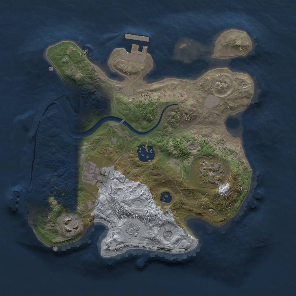 Rust Map: Procedural Map, Size: 2500, Seed: 1345278453, 9 Monuments