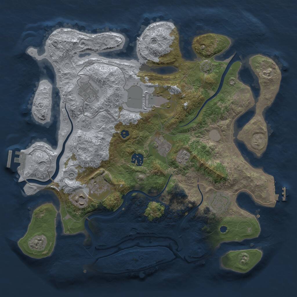 Rust Map: Procedural Map, Size: 3500, Seed: 98222729, 14 Monuments