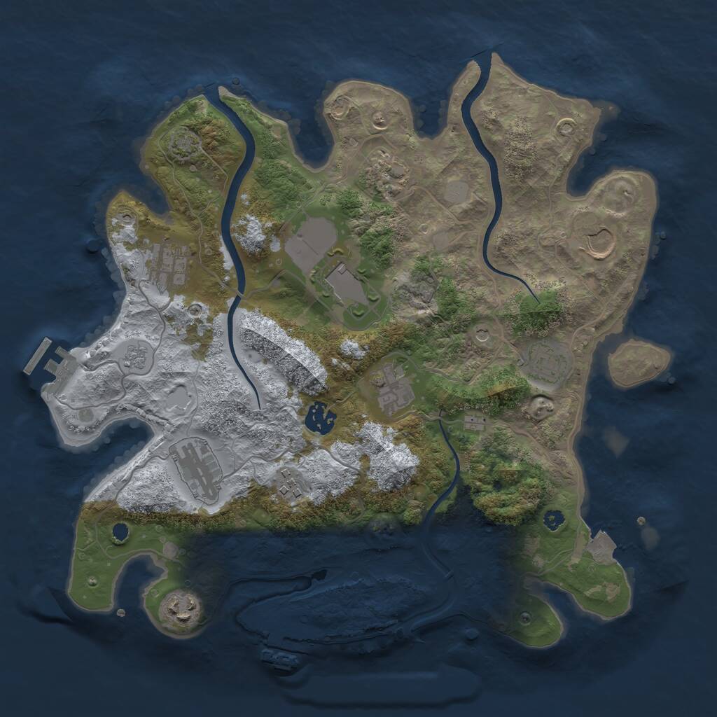 Rust Map: Procedural Map, Size: 3500, Seed: 206613806, 16 Monuments