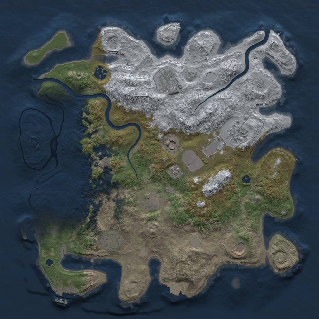 Rust Map: Procedural Map, Size: 3750, Seed: 23764, 15 Monuments