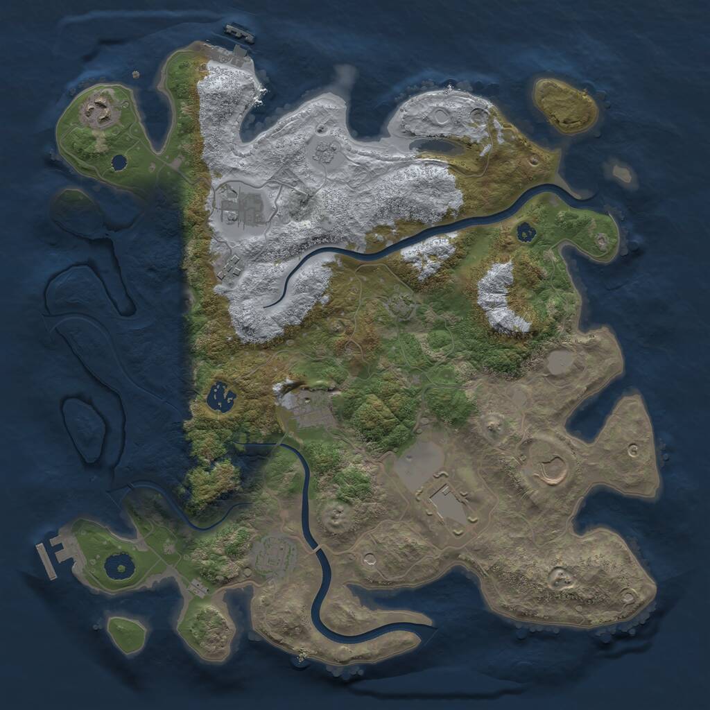 Rust Map: Procedural Map, Size: 3750, Seed: 294877606, 14 Monuments