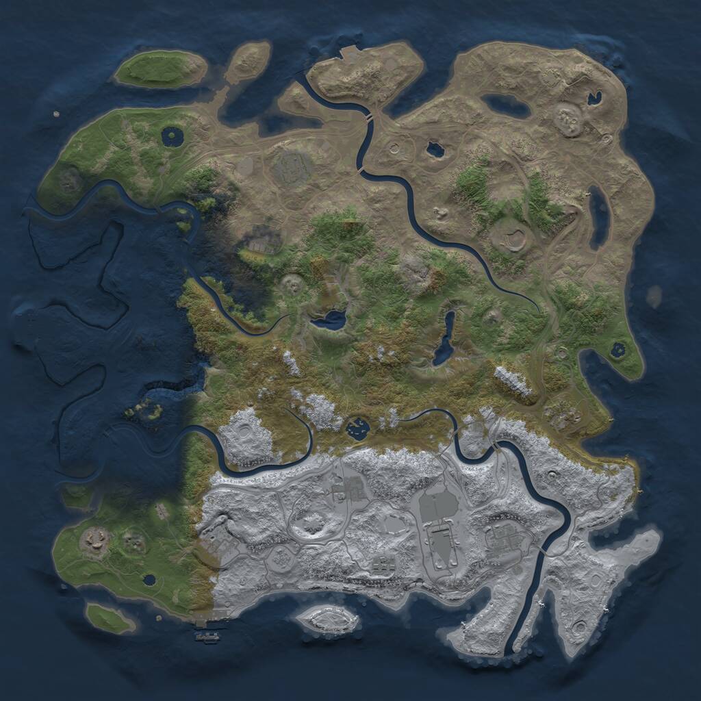 Rust Map: Procedural Map, Size: 4800, Seed: 194904142, 17 Monuments