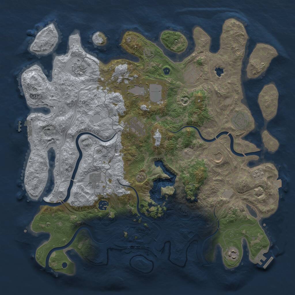 Rust Map: Procedural Map, Size: 4300, Seed: 637359844, 16 Monuments