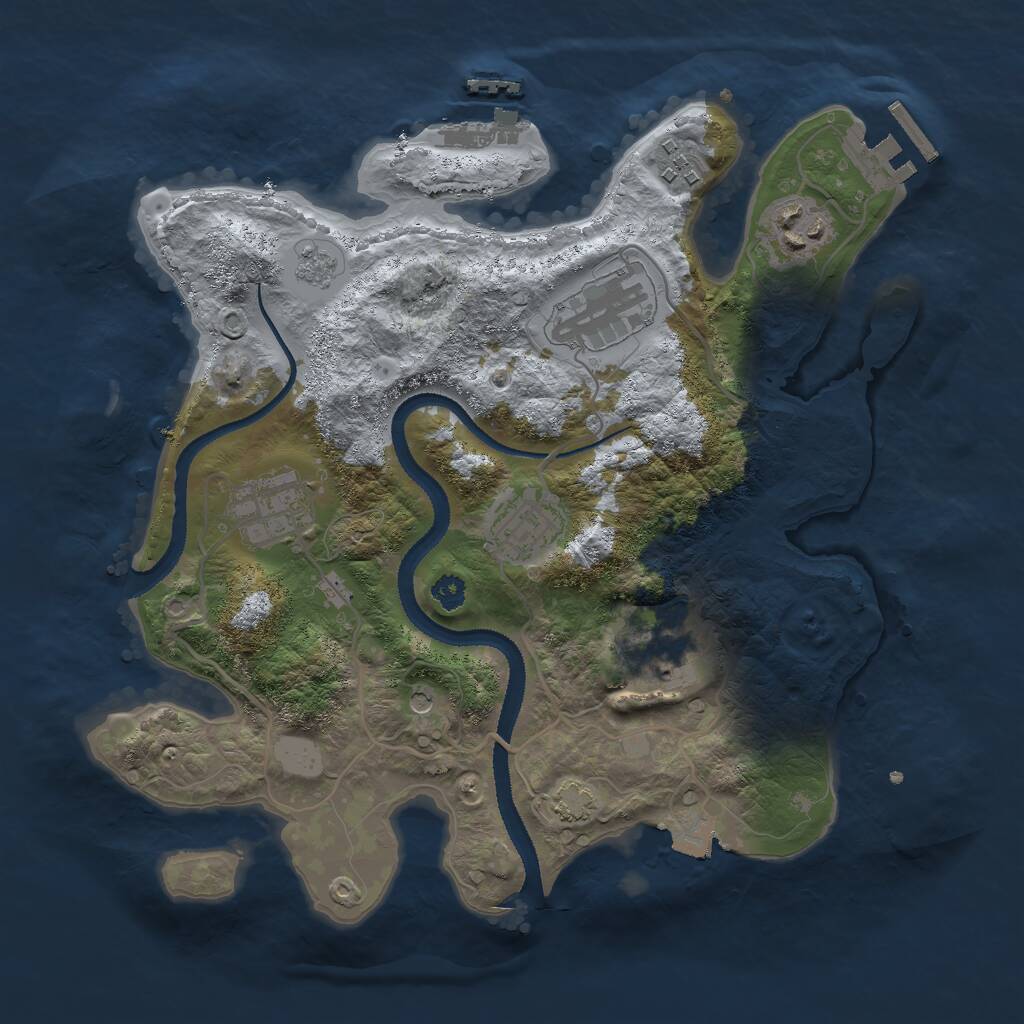 Rust Map: Procedural Map, Size: 3000, Seed: 33234, 12 Monuments