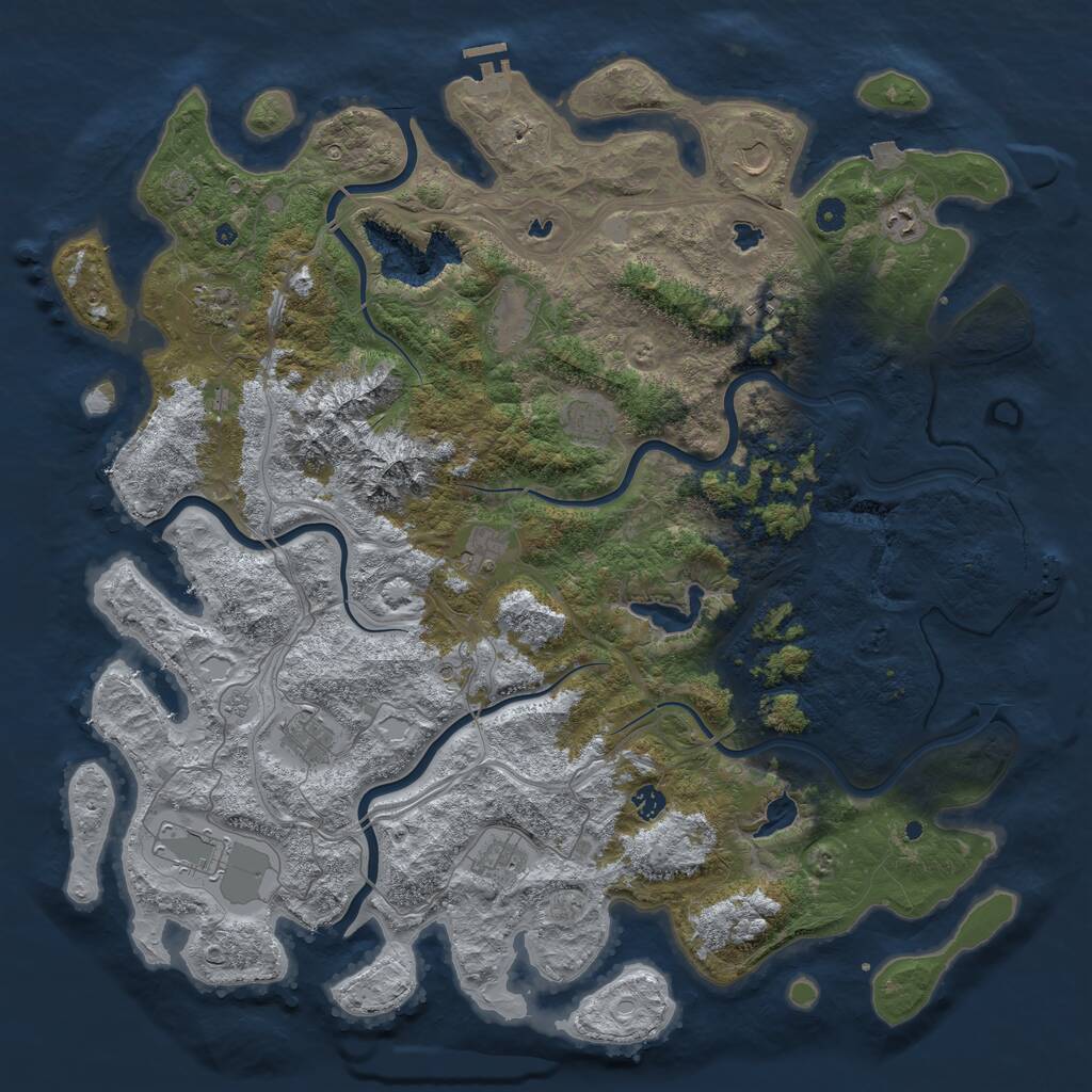 Rust Map: Procedural Map, Size: 5000, Seed: 1237858221, 17 Monuments